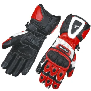 Tarmac Rapid Full Gauntlet Riding Gloves - Black White Red